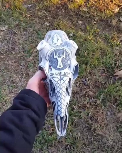 1.9K views · 56 reactions | Carved this replica deer skull and did some real rattlesnake inlay! | U.S. Skull Hunter | Facebook