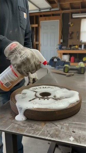 Restoring😱of Rusted Olympic Plate #satisfying #shorts #asmr #rust #rustremoval #relaxing #olympics