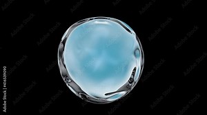 Beautiful simple drop of liquid water. Seamless motion loop animation.