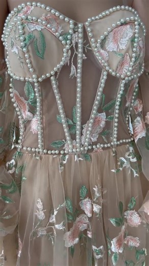 Floral Gown With Pearls - Etsy