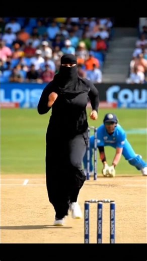 Pakistani Woman in Niqab Joins Team India on the Cricket Pitch.
