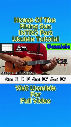 House Of The Rising Sun / The Animals Intro Part Ukulele Tutorial (short) @UCanLele2023