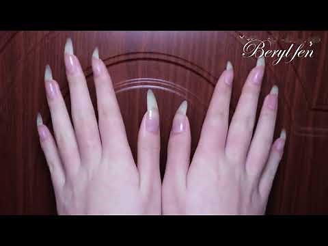 ASMR: natural long nails tapping on wood by our model Beryl (video 10)
