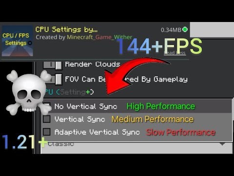 CPU[Vsync] Settings MCPE | 1.21+ | Optimizing CPU High Perfonmace✅️