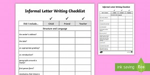 Y5/Y6 Informal Letter Writing Checklist