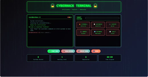 CyberHack Terminal UI Kit   Game Demo project by Liquid Glass - Web Vine
