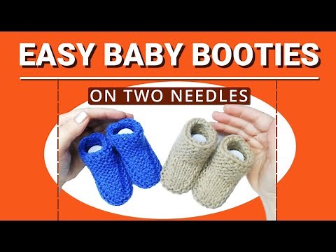 How to knit easy baby booties on two needles. Tutorial for beginners.