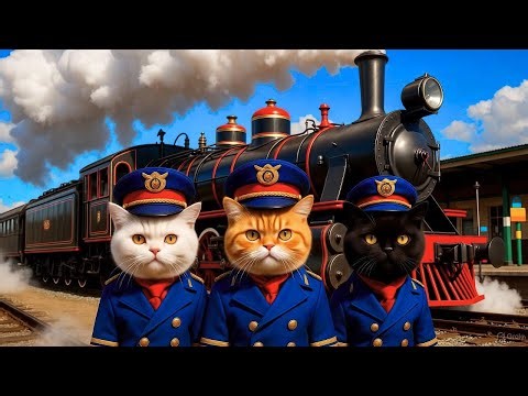Three Train Conductor Cats on a Journey Full of Adventure