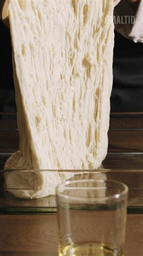 Spreading Focaccia Dough in Pan #asmr #baking #bread #relax