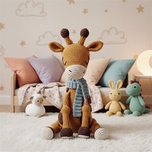 Giraffe Crochet Pattern PDF, Sleepy Giraffe Amigurumi Pattern, Cute Baby Giraffe Plush Tutorial, Easy Crochet Toy Pattern, Nursery Decor DIY