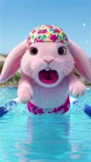 #funny rabbit try to swim
