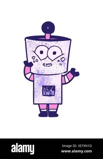 shivering motion animation of happy cartoon robot waving hello Stock Video Footage - Alamy