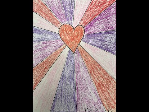 Heart in One Point Perspective Elementary Valentine's Day Art Project