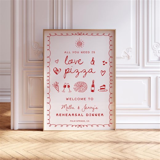 Pizza Rehearsal Dinner Sign, Italian Themed Welcome Sign Template, PIA - Etsy