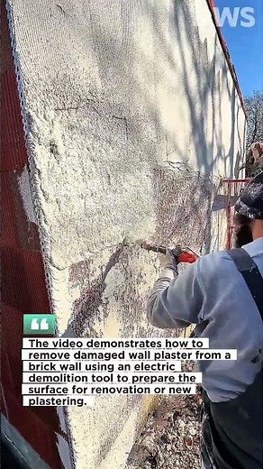 Fast Wall Plaster Removal Technique Using Electric Tool | Construction Wall Renovation
