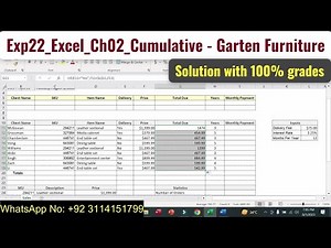 Exp22_Excel_Ch02_Cumulative - Garten Furniture | Excel Chapter 2 Cumulative - Furniture Sales #exp22