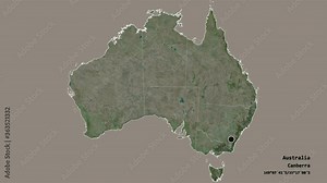 New South Wales, state of Australia, with its capital, localized, outlined and zoomed with informative overlays on a satellite map in the Stereographic projection. Animation 3D Stock Video