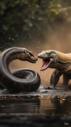 Anaconda vs Komodo Dragon – Who Wins the Ultimate Predator Fight?#shortsfeed #animals#fighting