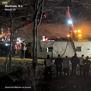 A school bus with 31 passengers on board overturned on a New Jersey highway on Monday evening, injuring 15 people, mostly children. A child who had been pinned under the bus was seriously injured, the authorities said. The cause of the accident is under investigation. https://nyti.ms/41X0Q6M | The New York Times