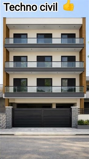 32*45 me three storey building ka complete front elevation