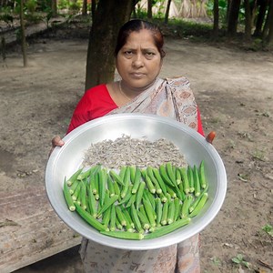 1.1M views · 35K reactions | Shrimp & Ladies Finger Cooking Recipe Video Credit: Village Food Life #Food #Cooking #Recipe | Village Food Life | Facebook