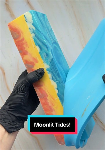 I am so proud of this one 🫣💖🌊🌓 Going to call it Moonlit Tides! #Soap #soapcutting #creativity #learning #ocean