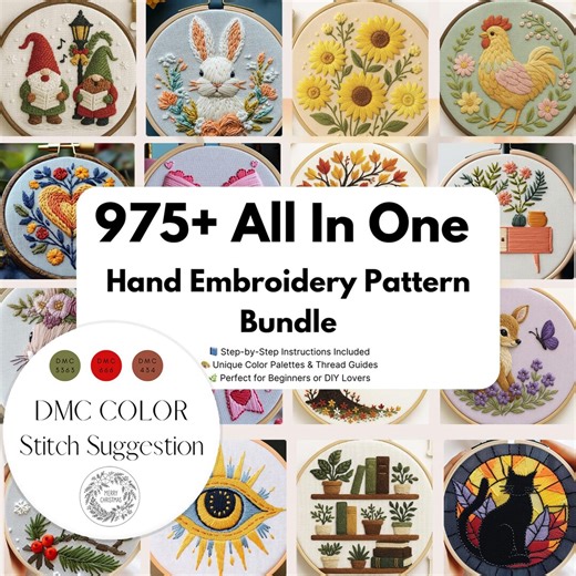 975  Hand Embroidery Patterns: Christmas, Boho, Floral, Animal (PDF) - Etsy UK