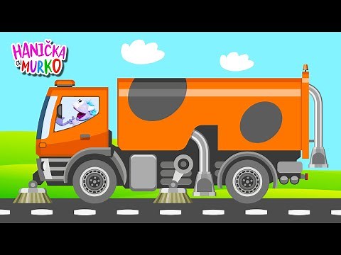 Autá, ktoré sa starajú o mesto - smetiari, valec, bager | rozprávka pre deti | Hanička a Murko |