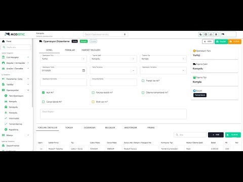 Modistic Lojistik Yönetim Sistemi (LYS) - Ana ekran ve Menü Tanıtımı
