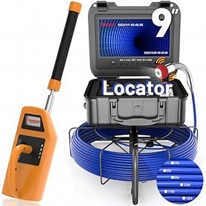 Sewer Camera with Locator, Anysun 9'' Plumbing Camera with 512Hz Transmitter Sonde and Receiver, IP68 Waterproof Industrial Pipe Drain Inspection with 32GB Card, 7mm Cable with Depth Marker(200FT)
