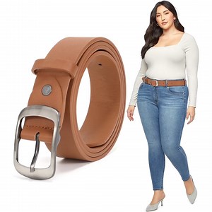 JASGOOD Belts for Women Brown Leather Plus Size Waist Belts for Jeans Pants