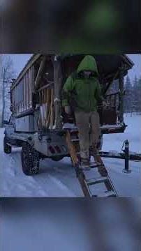 Riding Out a 60mph Blizzard in Homemade Truck Camper #bushcraft #build #camp #camping #survival #she