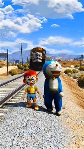 Nobita Fight With Train To Save Doraemon 🥹 #shorts #gta5 #trending