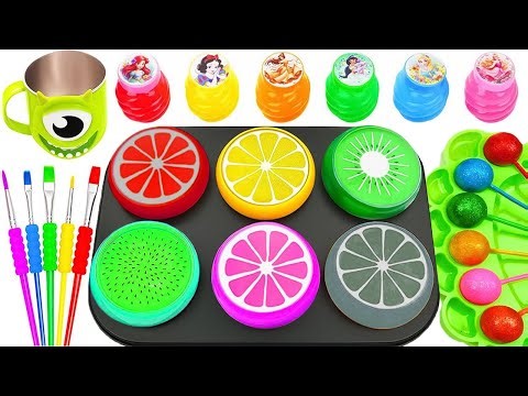 Satisfying Video | DIY How to Make Rainbow Slime from 6 Fruit Juice Jars and Lollipops Cutting ASMR