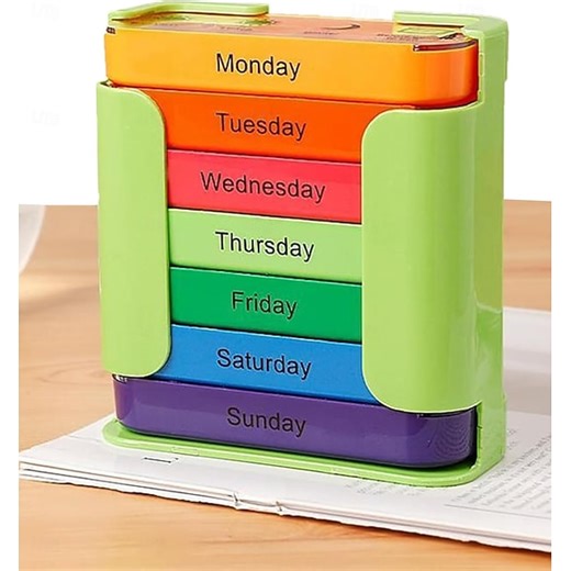 7-Day Large Capacity Portable Pill Organizer Waterproof Medication Organizer Stackable Pill Cases with 4 Times Daily Compartments Travel-Friendly Elderly-Friendly Pill Case for Home Travel Use 2025