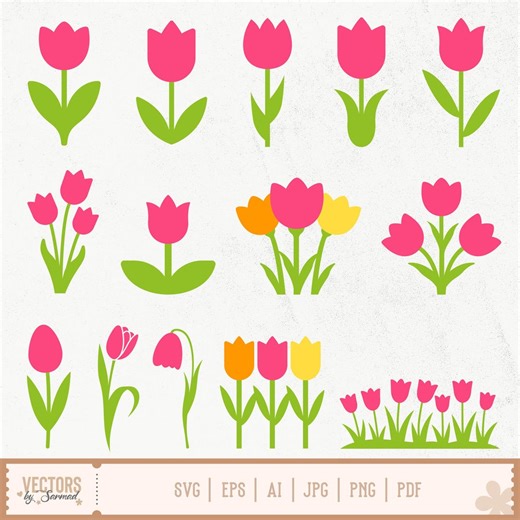 Tulip SVG Bundle, Tulip Flower Svg, Spring Flower, Tulips SVG, Tulip Clipart, Tulip PNG, Bright Colorful Tulip, Layered Tulip Flower, Vector - Etsy