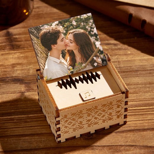 Custom Digital Music Box Any Song Tune or Voice Personalized Wooden Photo Music Box With Text Anniversary Gifts - Etsy