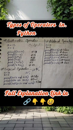 Types of Operators in Python|Python Programming Tutorial|AshishCodingx|#pythontutorial@GateSmashers⁩