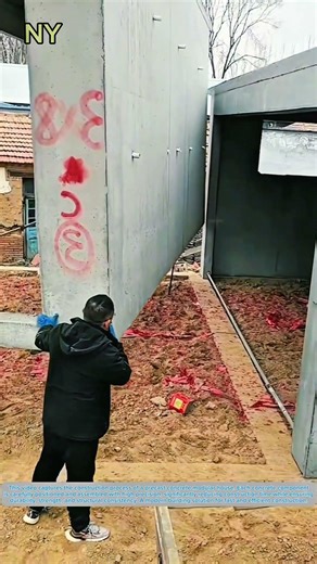 Precision Assembly: Precast Concrete House Construction in Action.