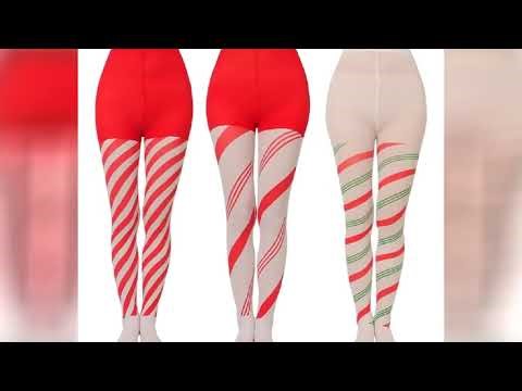 Christmas Colorblock Candy Cane Striped Pantyhose High Waist Full Length Stretch Tights Leggings Hos