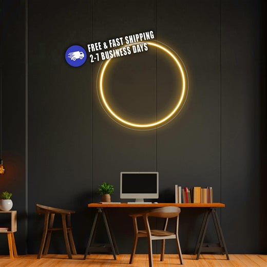 Battery Operated Led Circle Neon Sign, Circular Battery Neon Sign Cyberpunk Ring, Round Neon Sign Neon Light Ring, Geometric Neon Sign - Etsy