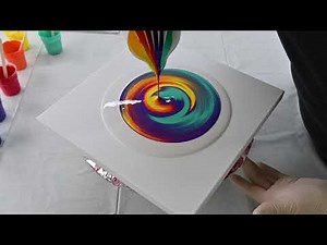 (650) 6 chamber split cup acrylic pour ~ Rainbow colours ~ Fluid art tutorial