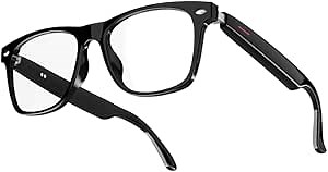 E13 Bluetooth Audio Smart Glasses for Men Women, Blue Light Blocking & Sunglasses Lens for Office Outdoor Sports Drive Hands-Free Calling, Easy Automatic Pairing (Clear Lens)