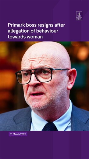 Primark’s chief executive Paul Marchant has resigned after an allegation over his behaviour towards a woman, following an investigation. It said the incident was related to his behaviour towards a woman in a ‘social environment’. Associated British Foods (ABF), which owns Primark, said Mr Marchant ‘acknowledged his error of judgement and accepts that his actions fell below the standards expected’ by the business. | Channel 4 News