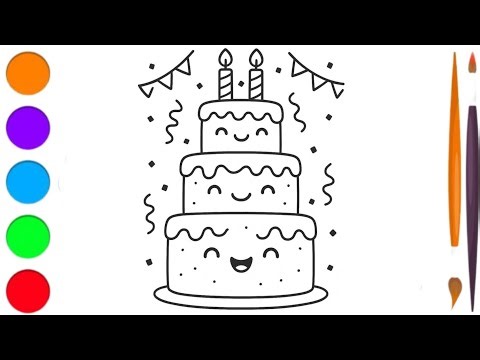 How To Draw A Simple Cake For Kids | Step By Step Cake Drawing Tutorial For kids | Easy Cake Art |