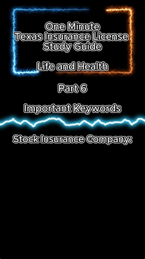 One Minute Texas Insurance License Study Guide - Life and Health Part 6 - Important Keywords Stock Insurance Company: A stock company is an insurance company owned and controlled by a group of stockholders (or shareholders) whose investment in the company provides the safety margin necessary in the issuance of guaranteed, fixed premium, nonparticipating policies. Surplus Lines Insurance: Surplus Lines Insurance is nontraditional insurance only available from a surplus lines insurer. They offer c