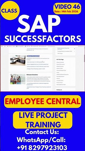 SAP SuccessFactors EC Training Online Tutorial Class 46 14th Feb 2026 #sapsuccessfactorstraining