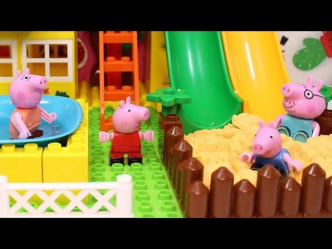 Peppa Pig Fun At Swimming Pool - Peppa Pig Toys Video
