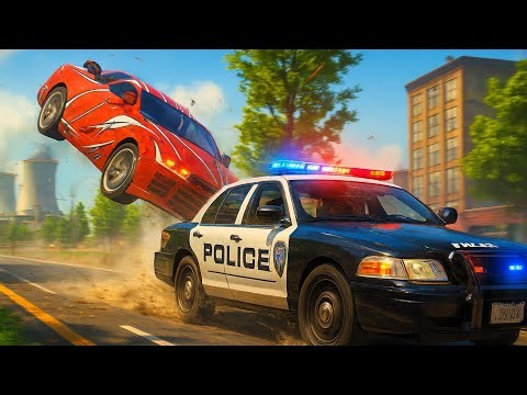 police vs red robber car in police officer simulator! epic android chase and crash