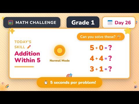 Addition Within 5 Mastery | Grade 1 Daily Math Challenge (Day 26/365)